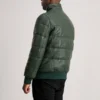 Lucas Green Puffer Leather Bomber – Back View Showing Unique Color