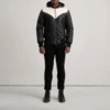 Norman Black Bomber Jacket - Front Profile Showing Quilted Details