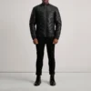 Travis Black Leather Puffer – Front View Showing Sleek Profile