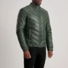 Travis Green Leather Puffer Jacket - Front Profile Showing Earthy Tone