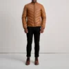 Travis Tan Leather Puffer Jacket – Front View Showcasing Sheepskin Texture